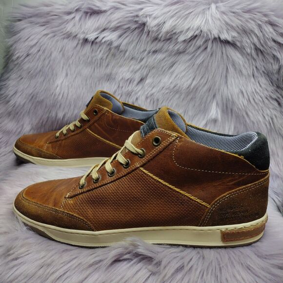 BullBoxer Laytone Low Top Leather Chukka Sneaker Mens Sz 9 Brown Made Portugal - Picture 1 of 8